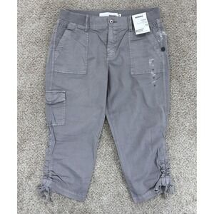 Sonoma Cargo Capri Pants Women's 10 Gray Ultracomfort Waistband Ruched Ankle NWT